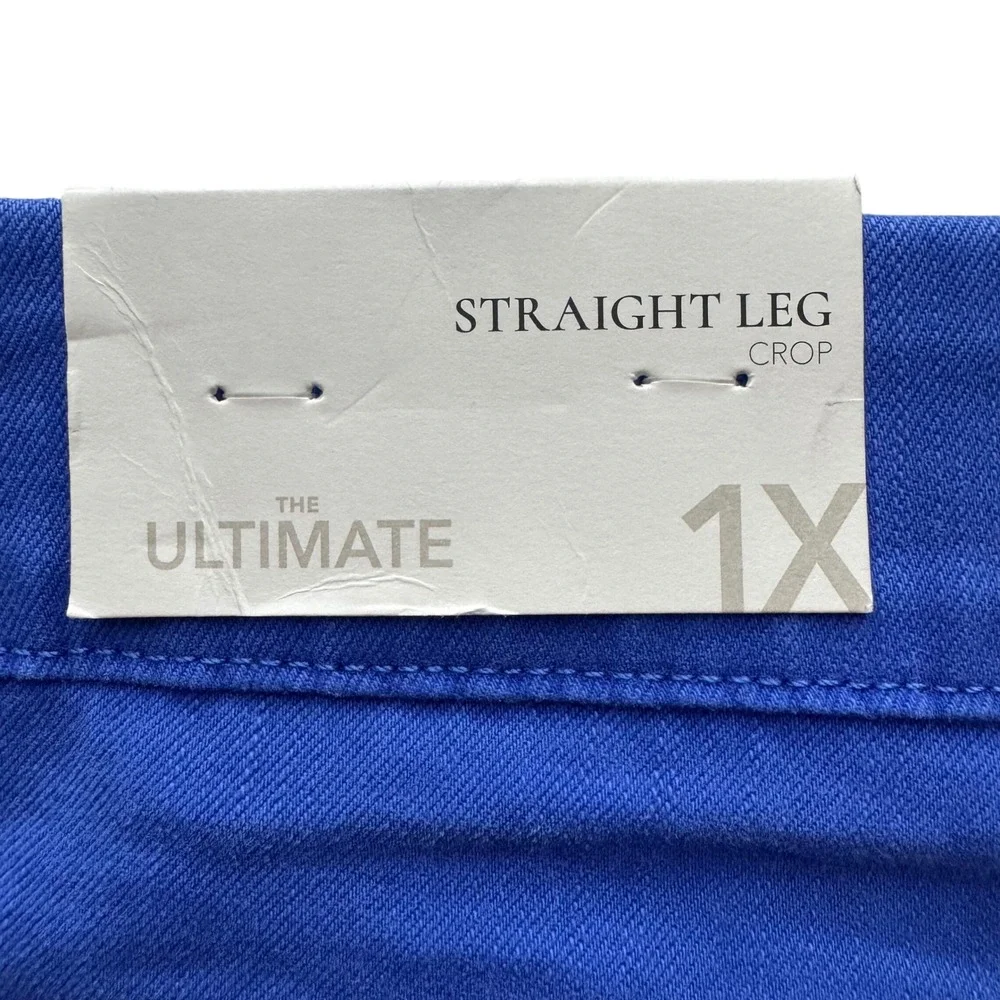 Soft Surroundings NWT‎ Jeans Cropped 1X Blue Pull On Straight Comfort Waist